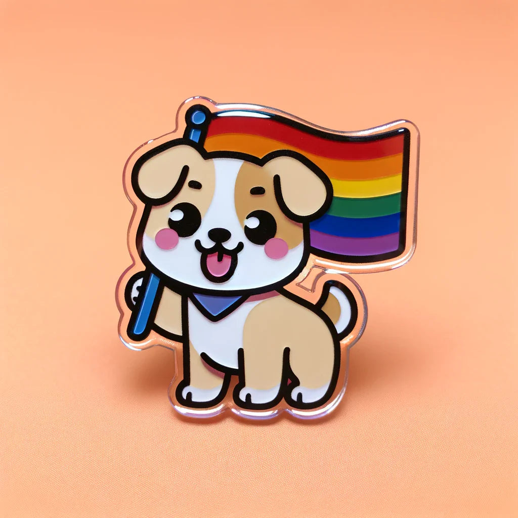 Rainbow Dog Pride Acrylic Pin