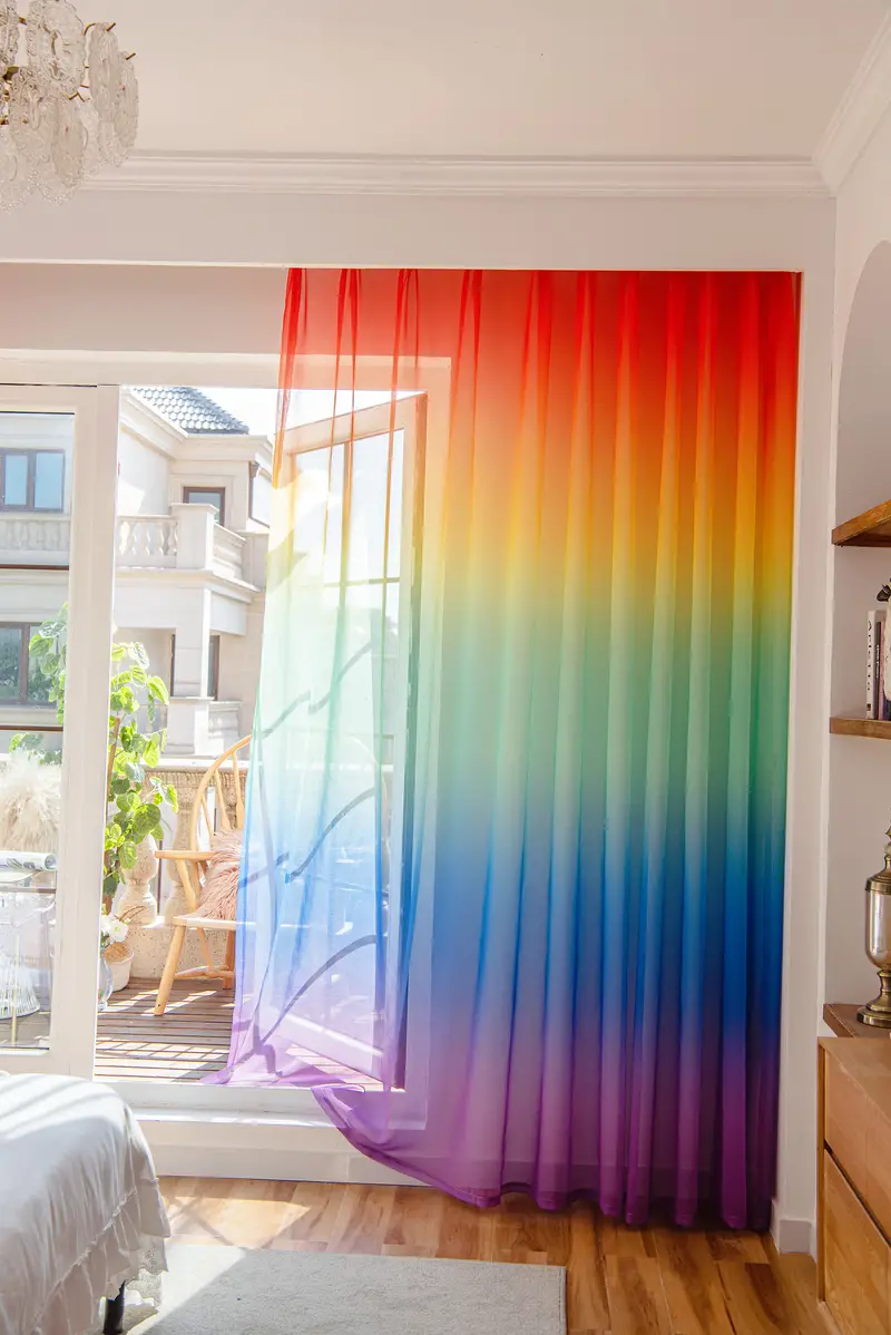 Rainbow LGBT Gradient Sheer Curtain  Pride Decor