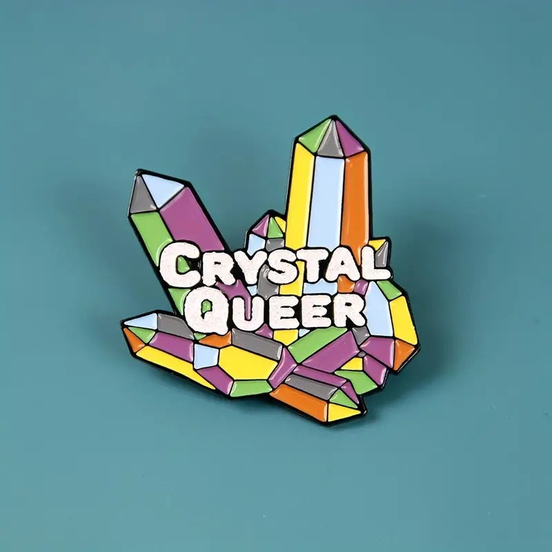 Crystal QUEER LGBT Rainbow Enamel Pin