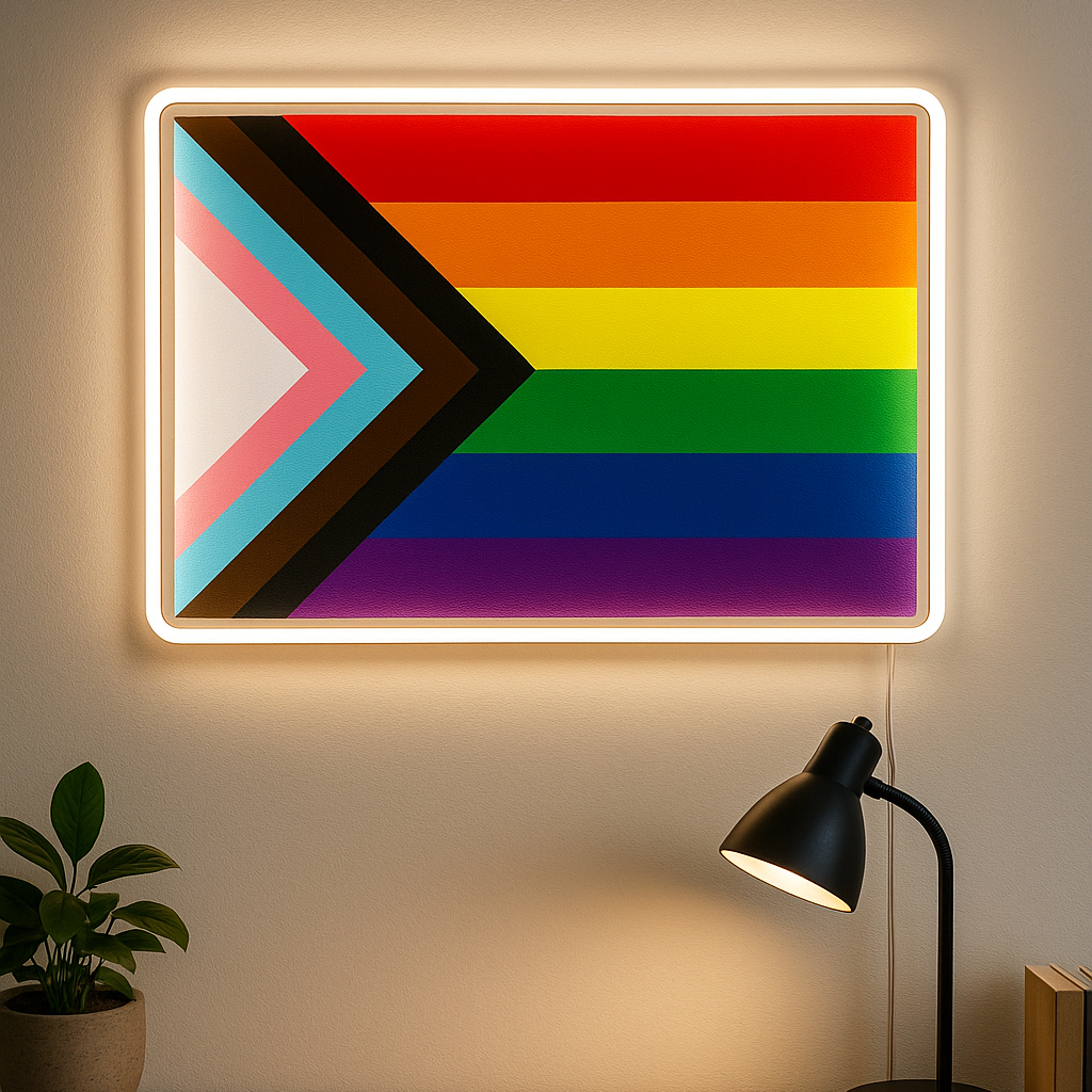 Progressive Rainbow Pride Flag Neon Sign