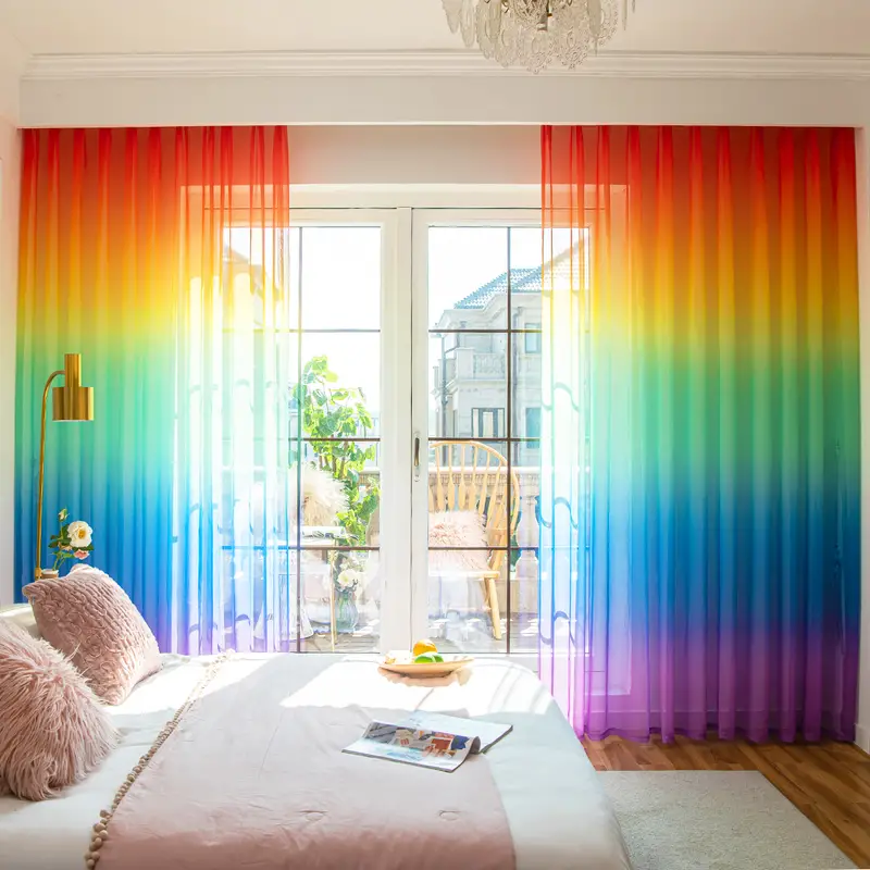 Rainbow LGBT Gradient Sheer Curtain  Pride Decor