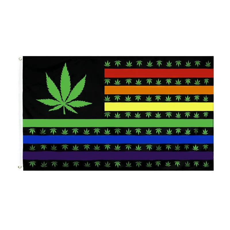 Rainbow Marijuana USA Stars Gay Pride Flag