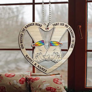 Rainbow Pride Heart-Shaped Couple Pendant for Car Mirror,