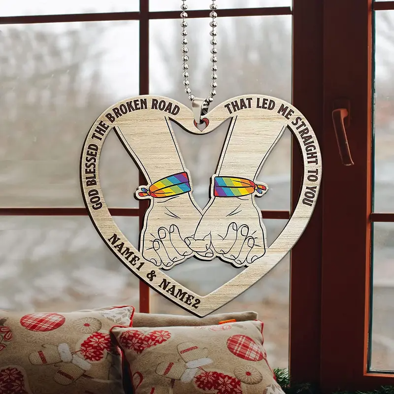 Rainbow Pride Heart-Shaped Couple Pendant for Car Mirror,