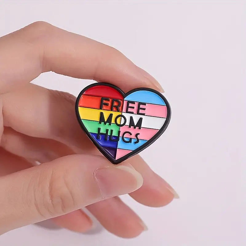 Free Mom Hug Rainbow Enamel Pin