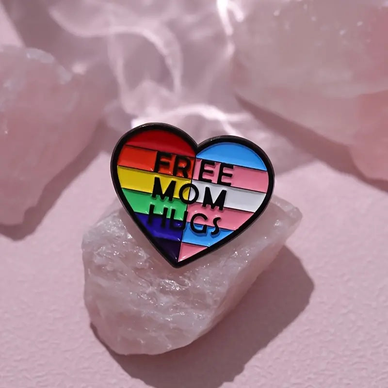 Free Mom Hug Rainbow Enamel Pin