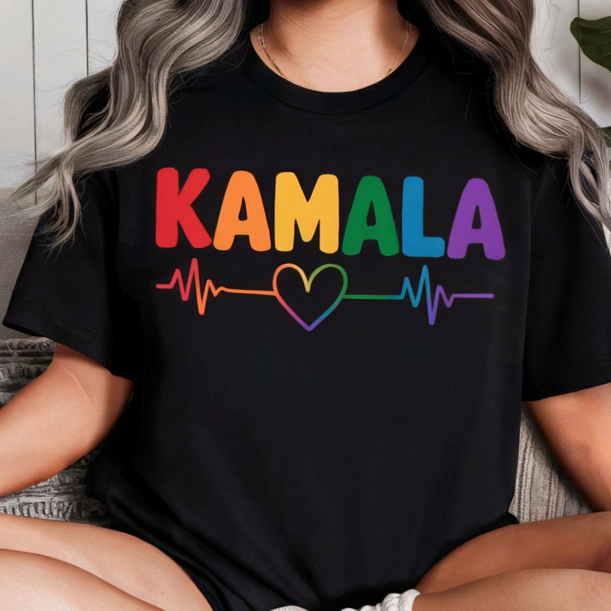 Kamala Rainbow Heartbeat Pride Shirt & Hoodie