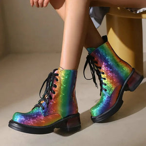 Rainbow Leather Boots - Stride with Pride 🌈 - PrideBooth