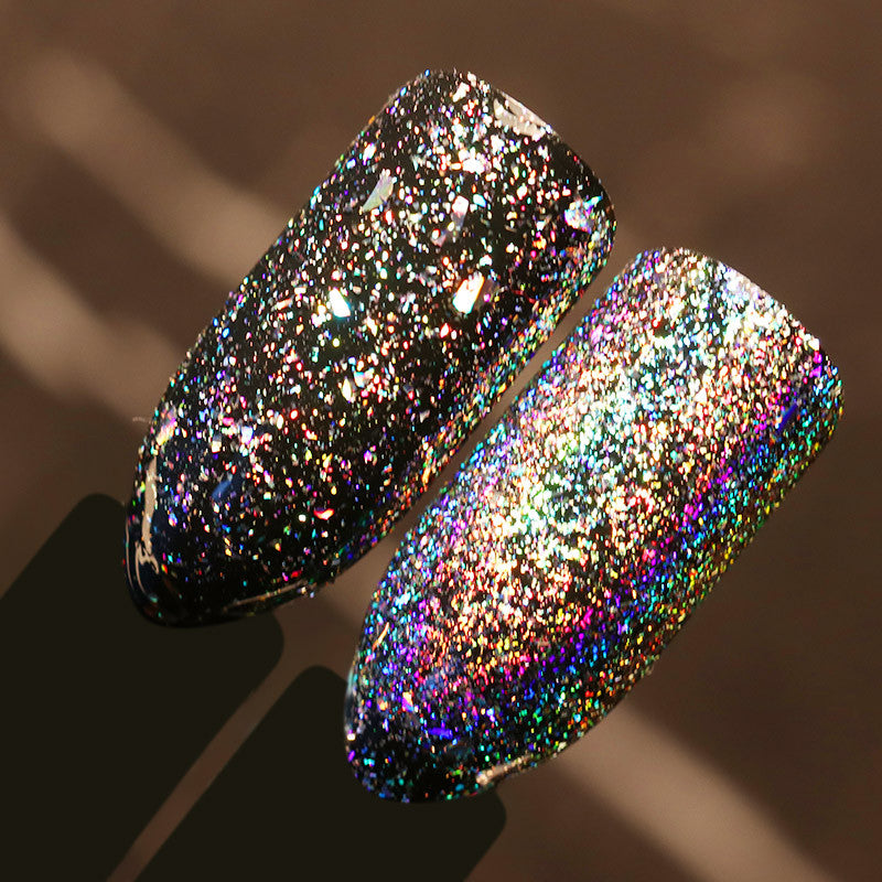 Rainbow Laser Glitter Nail Art