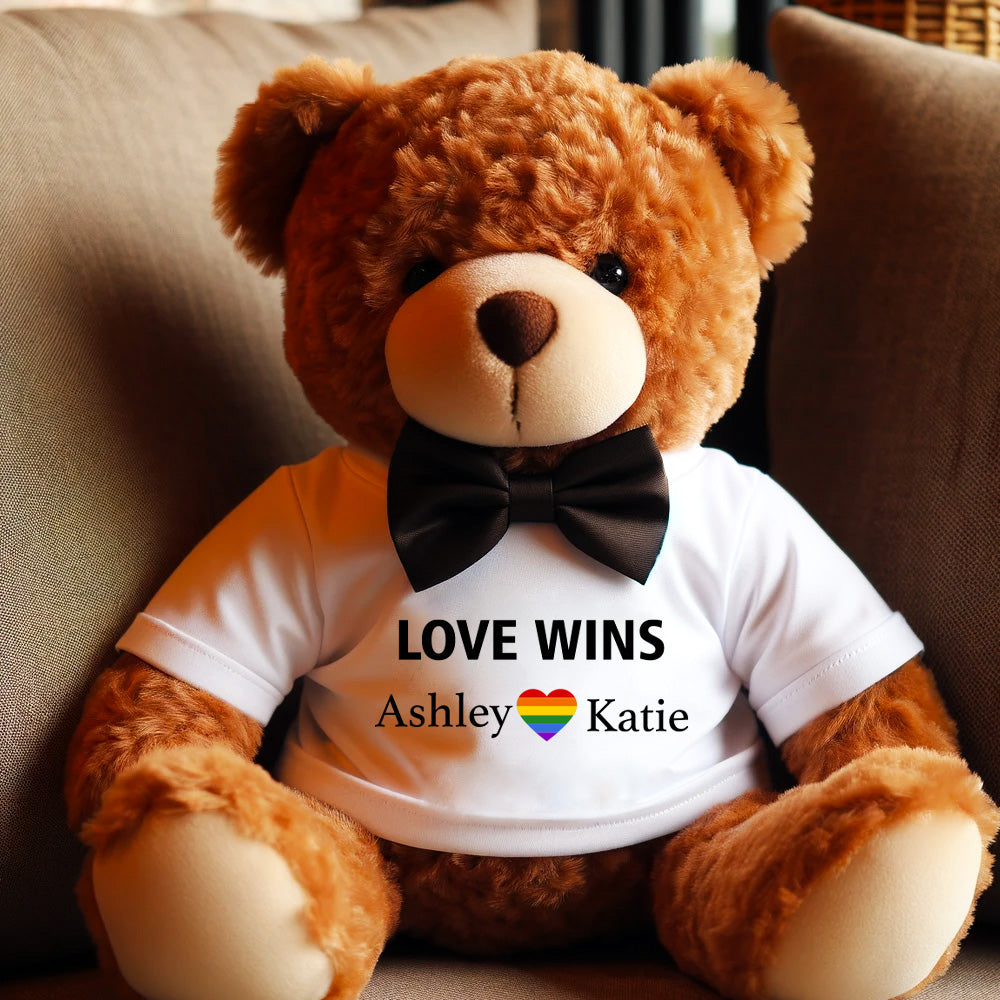 Love Wins Custom Plush Teddy Bear - Valentine's Gift