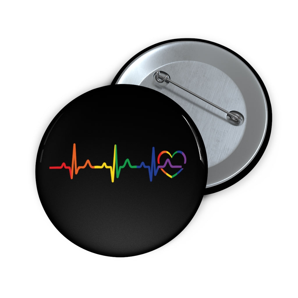 Rainbow Heartbeat Pin Button