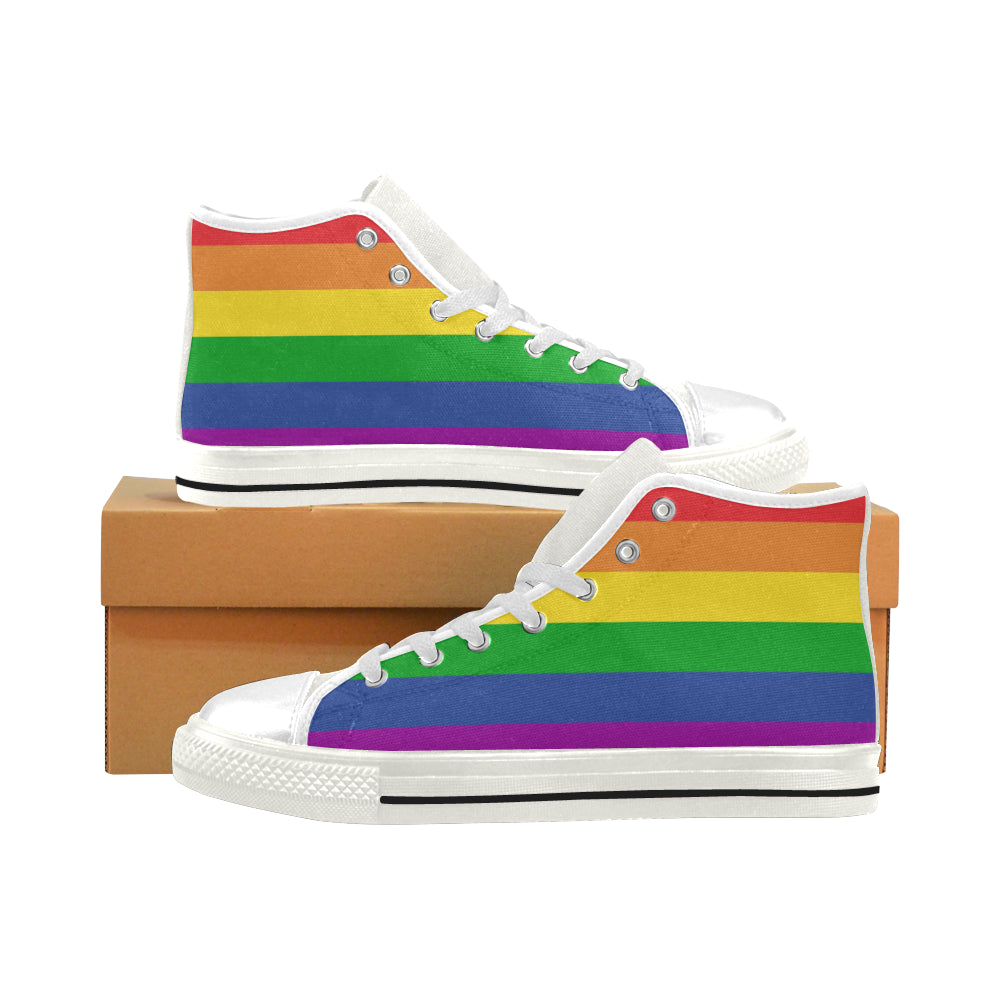 Men’s Classic High Top Rainbow Canvas Shoes (Higher size)