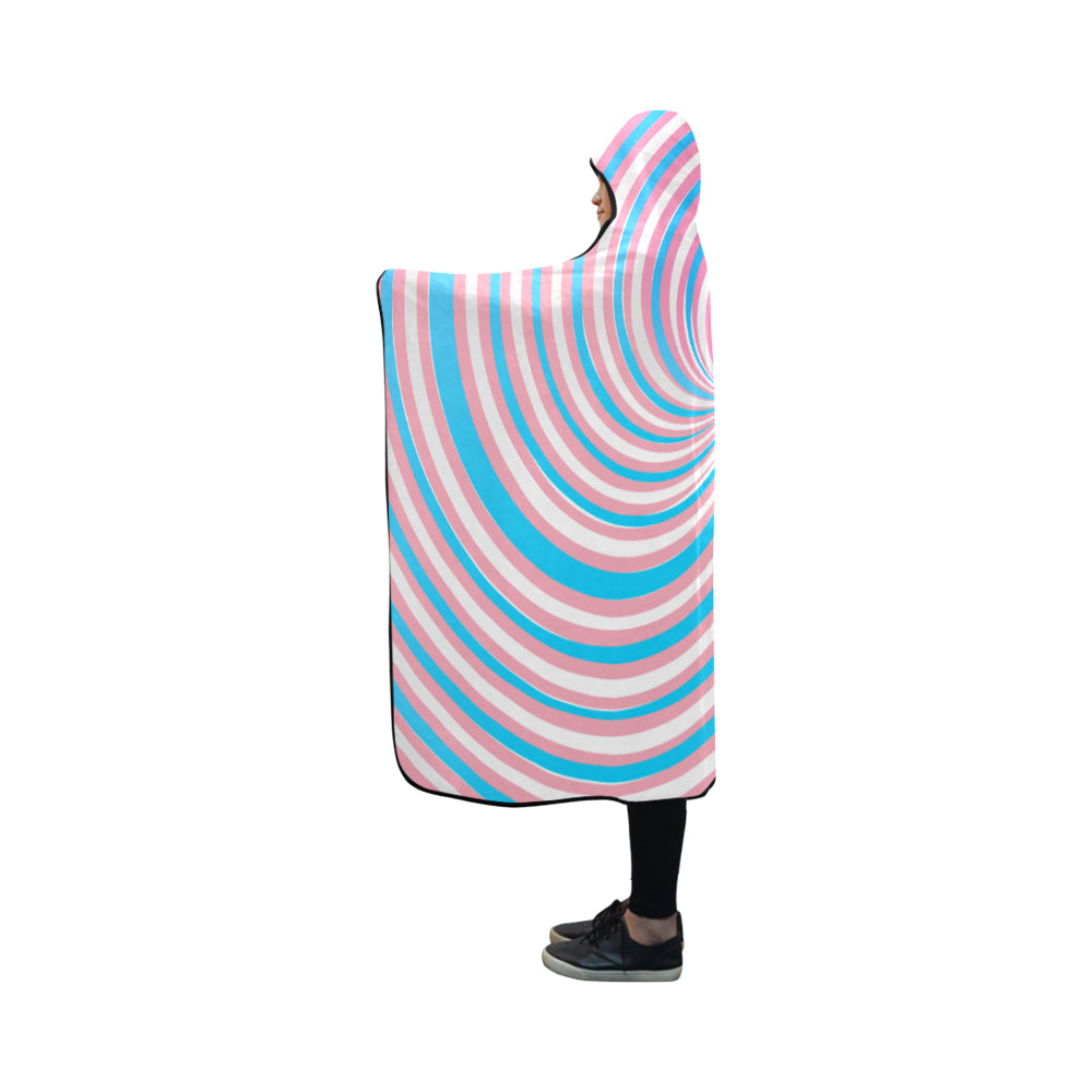 Transgender Pride Flag Illusion Pattern Hooded Blanket