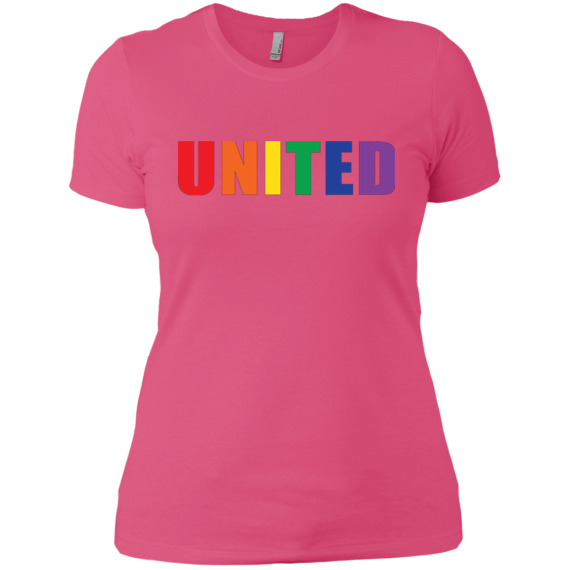 "United" Gay Pride Round Neck Pink Shirt LGBT Pride Tshirt for women