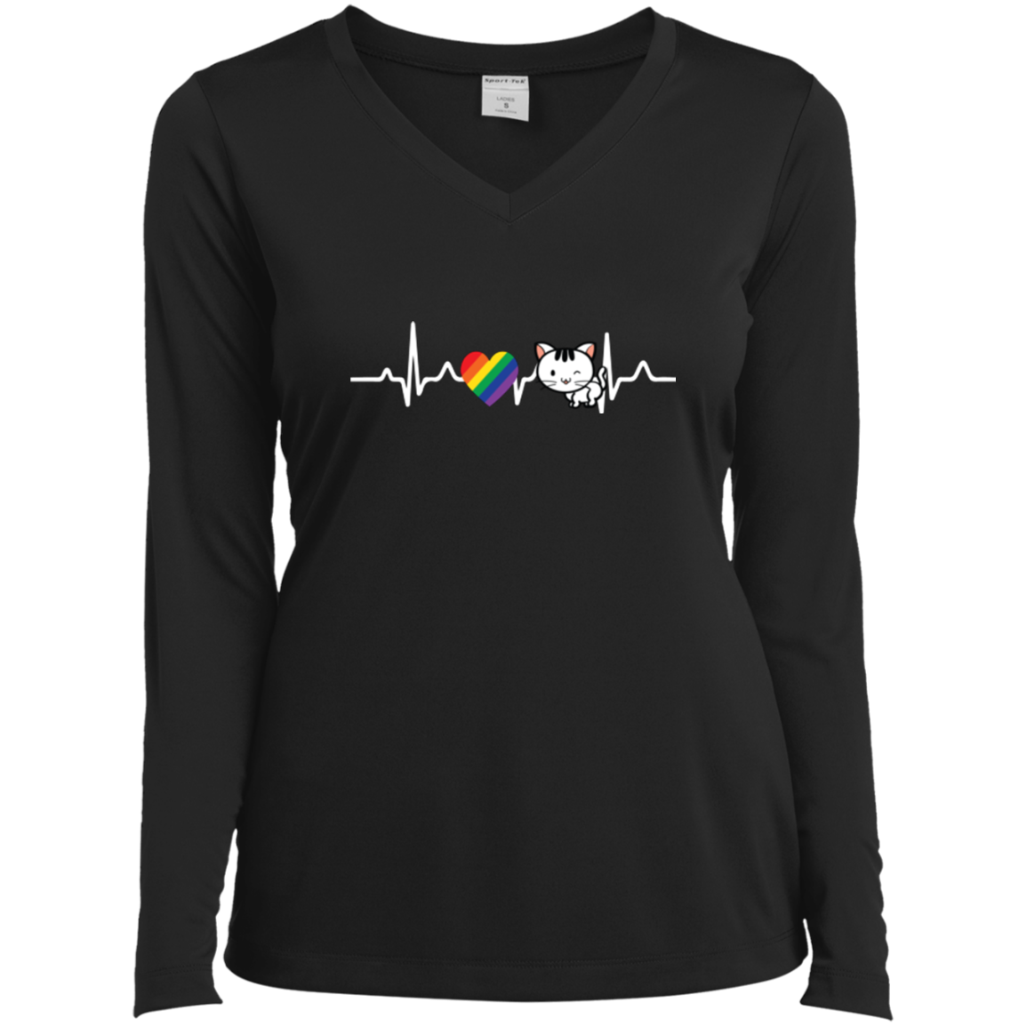 Cat Rainbow Heartbeat Pet Shirt