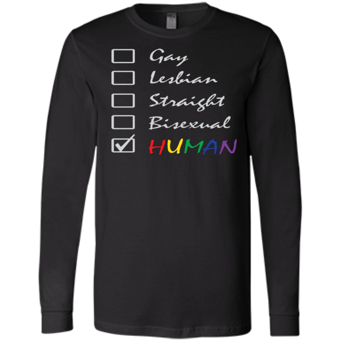 Human Check Box LGBT Pride black full sleeves T Shirt for men Human Equality LGBT Pride black full sleeves Tshirt for men