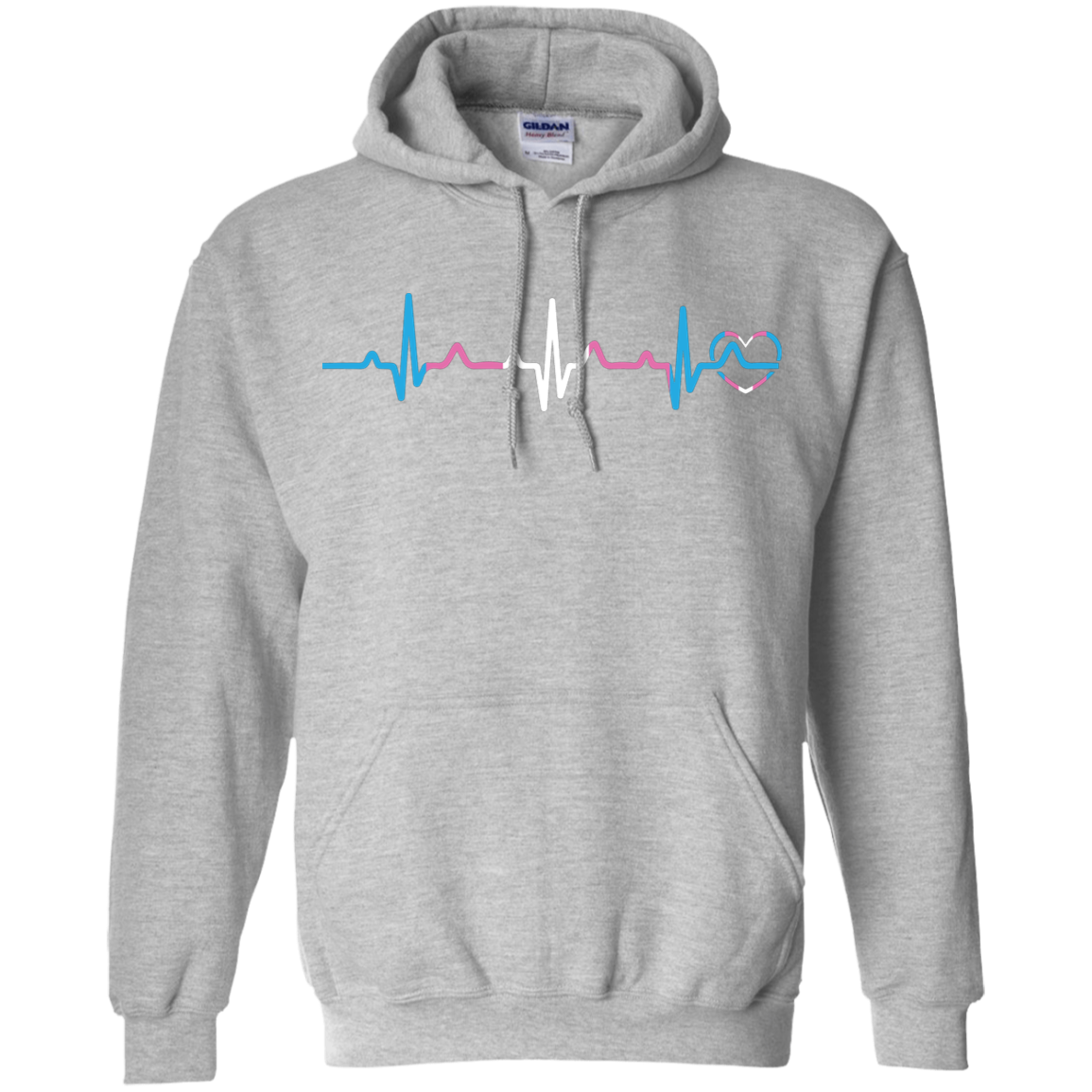 Trans Pride Heartbeat grey unisex hoodie