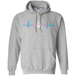 Trans Pride Heartbeat grey unisex hoodie