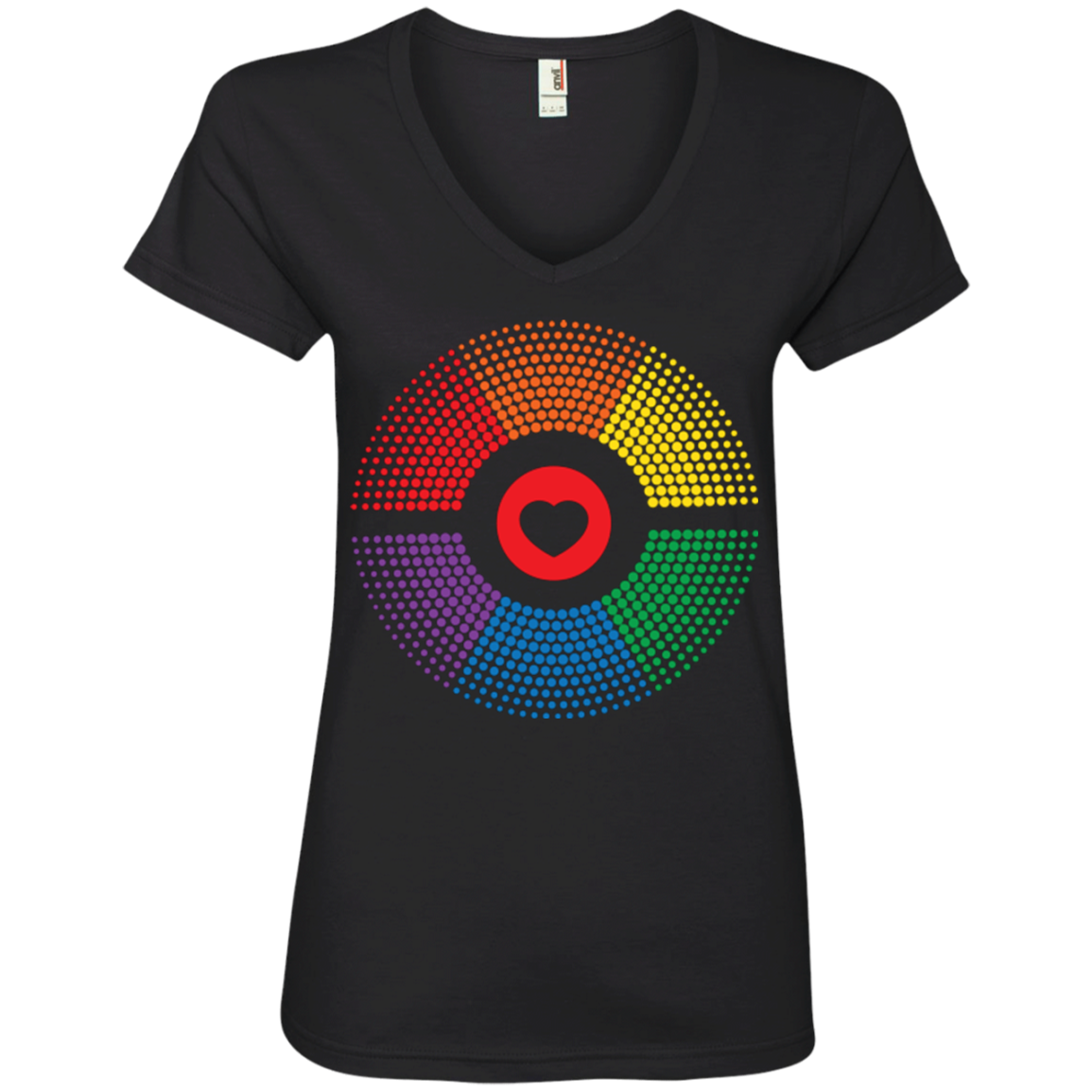 LGBT Pride Vibe black v-neck Shirt for women Gay pride rainbow circle tshirt for women