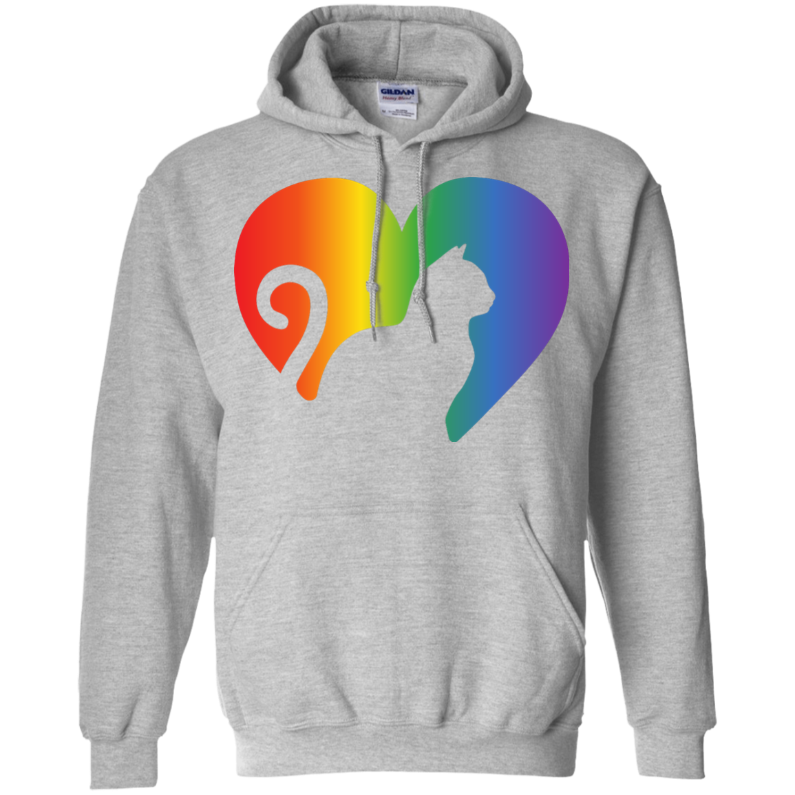 Rainbow Cat Heart LGBT Pride grey unisex hoodie| Affordable LGBT  Hoodie for pet lovers