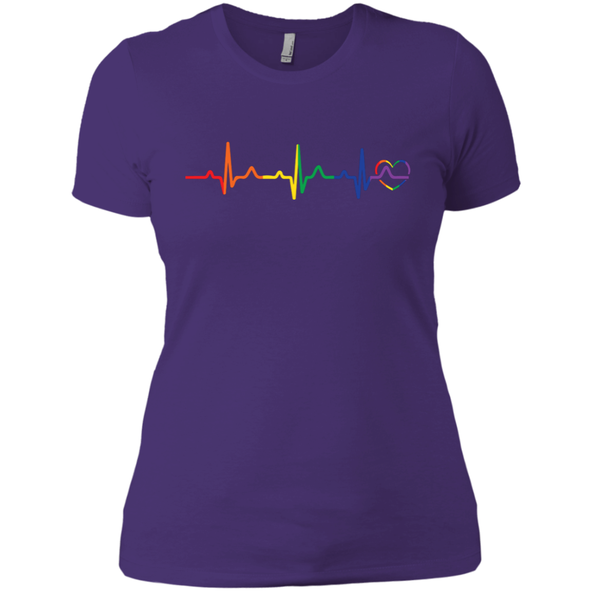 Rainbow Heartbeat purple color LGBT Pride tshirt for women