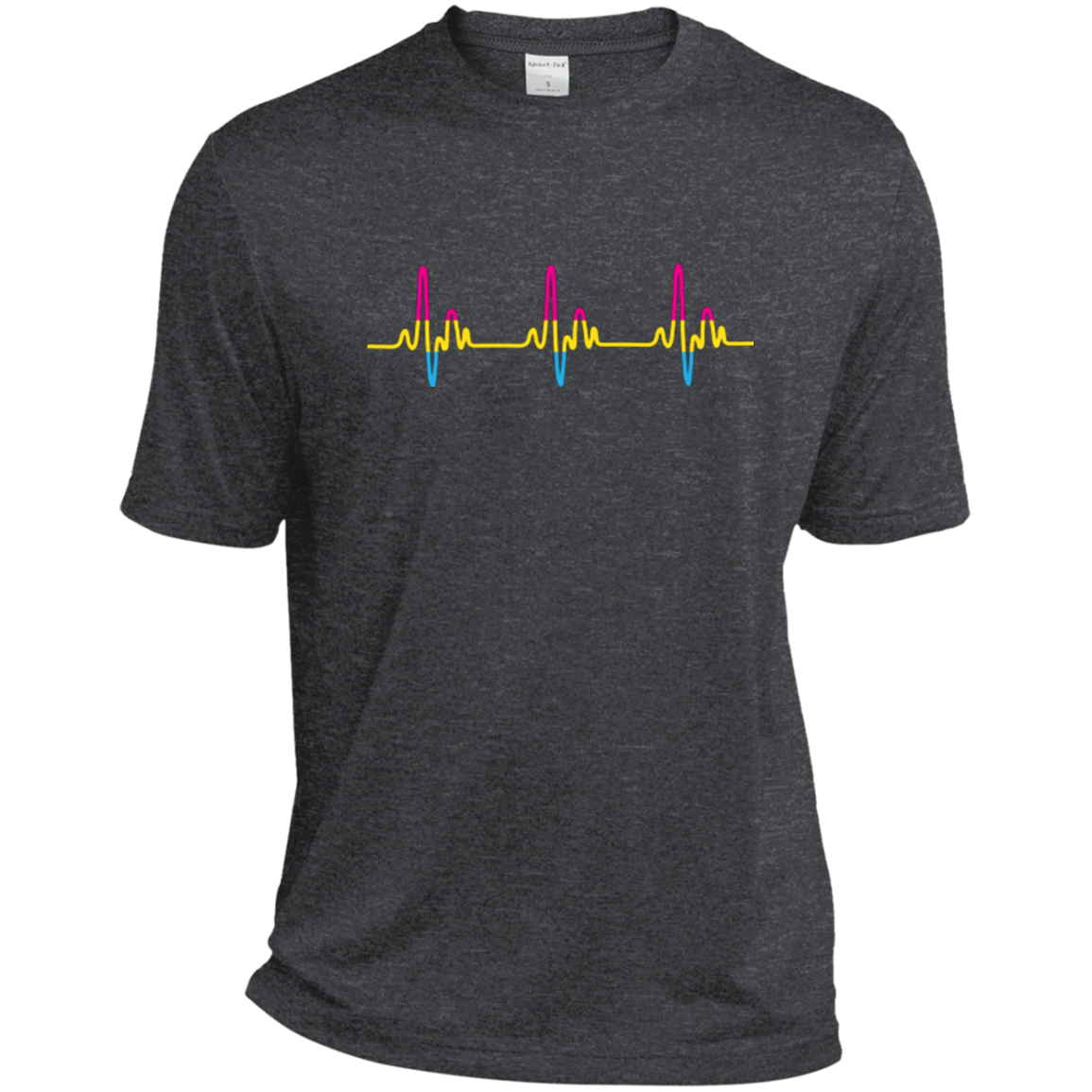 LGBT Pride Pansexual Heartbeat dark grey tshirt for Men