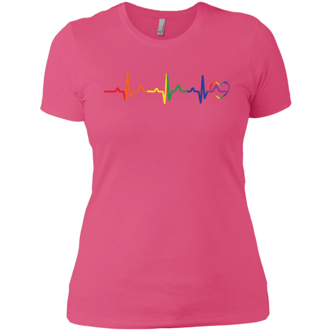 Rainbow Heartbeat pink color LGBT Pride tshirt for women