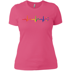 Rainbow Heartbeat pink color LGBT Pride tshirt for women