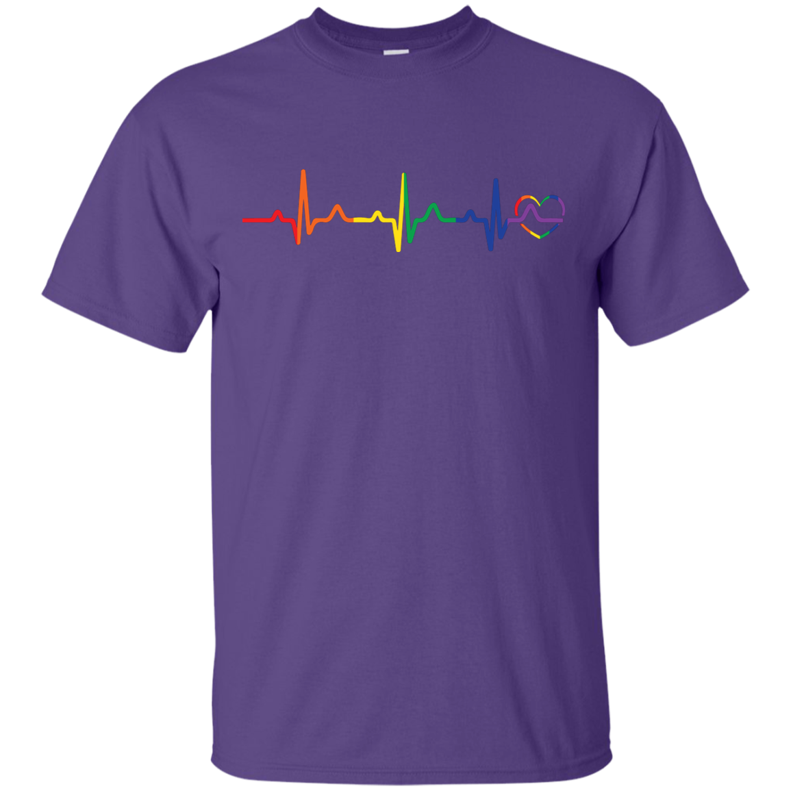 Rainbow Heartbeat purple color round neck Gay Pride T Shirt