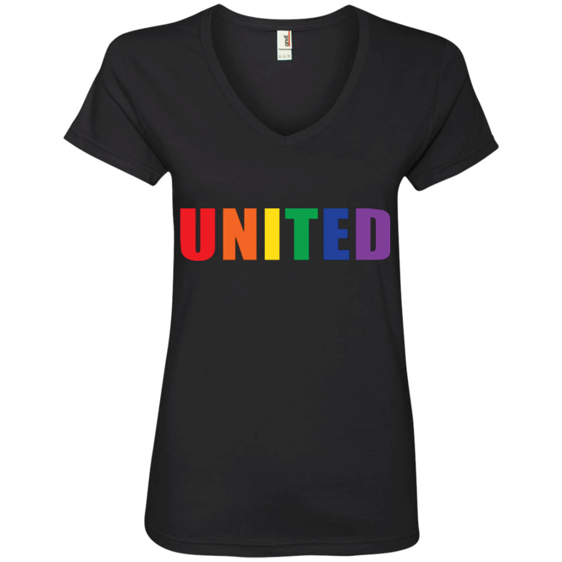 "United" Gay Pride v-Neck black Shirt LGBT Pride Tshirt for women