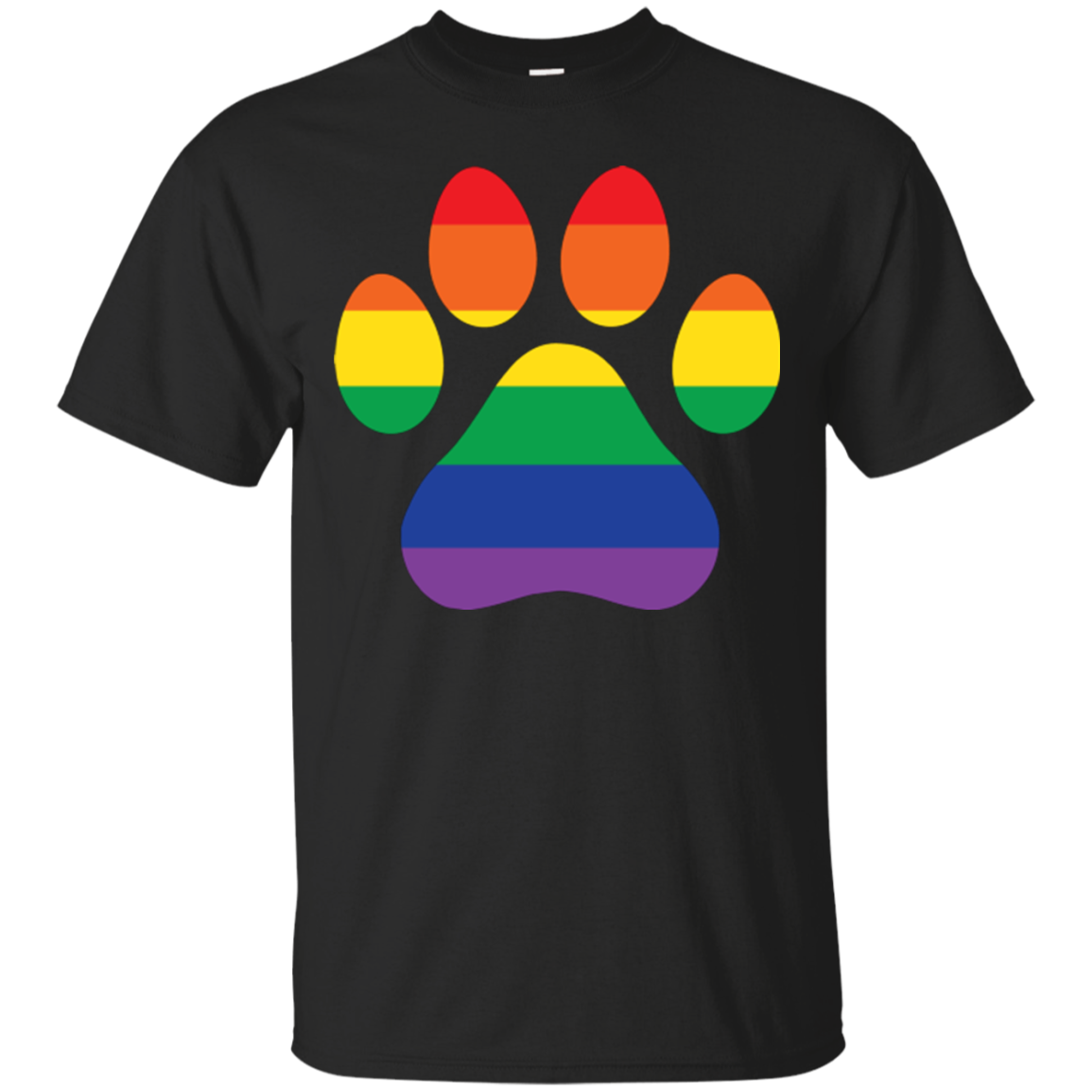 Rainbow Paw Print LGBTQ Pride Black shirt for Men pet Lover tshirt