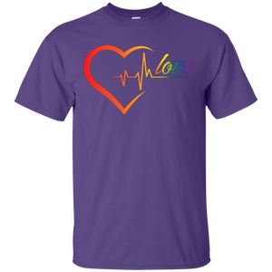 Rainbow Heartbeat Love Shirt Gay Pride Purple tshirt for men