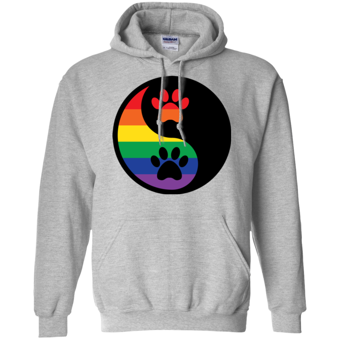 Rainbow Paw Yin Yang Pet long sleeves grey sweatshirt For Men &  women LGBT Pride sweatshirt for Men Women