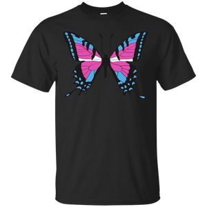 Trans Pride Butterfly Shirt | Unique Design Trans Pride black Tshirt for men