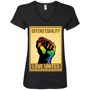 Defend Equality, Love Unites LGBT Shirt v neck women t shirt