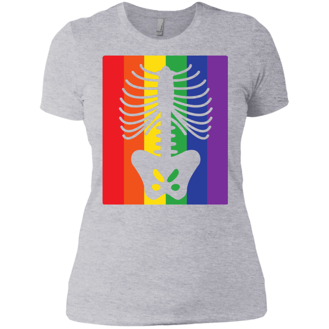 Gay Pride Halloween Shirt - Half Skeleton