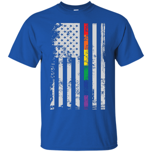 Rainbow Pride USA Flag Strip blue T Shirt for men