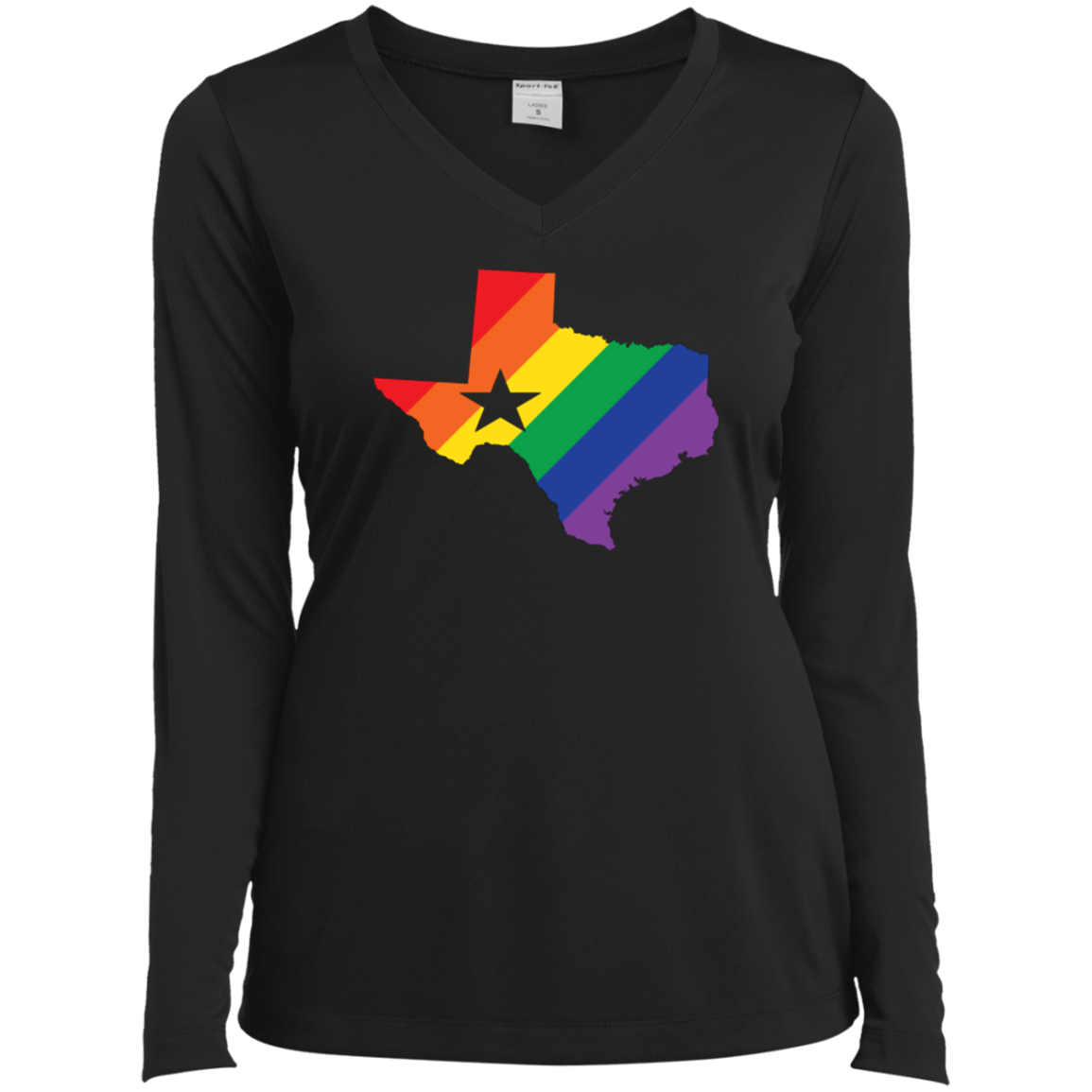 LGBT Pride texas print on black full sleeves women tshirt gay pride womens tshirt