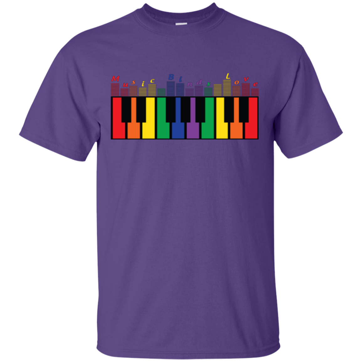 "Music Binds Love" Rainbow LGBT Pride purple round neck tshirt for men