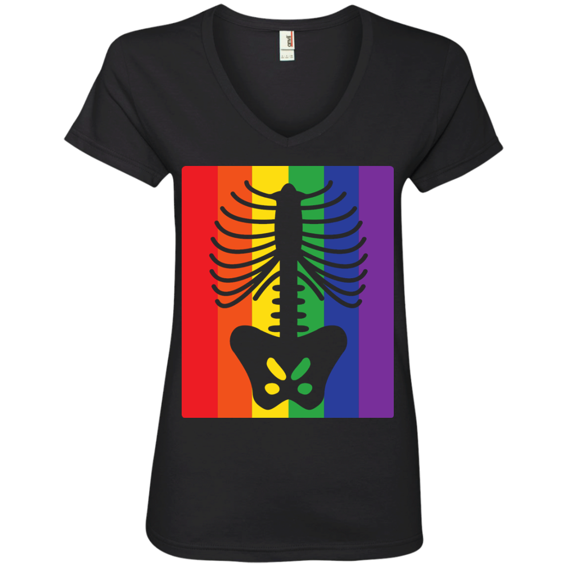 Gay Pride Halloween Shirt - Half Skeleton