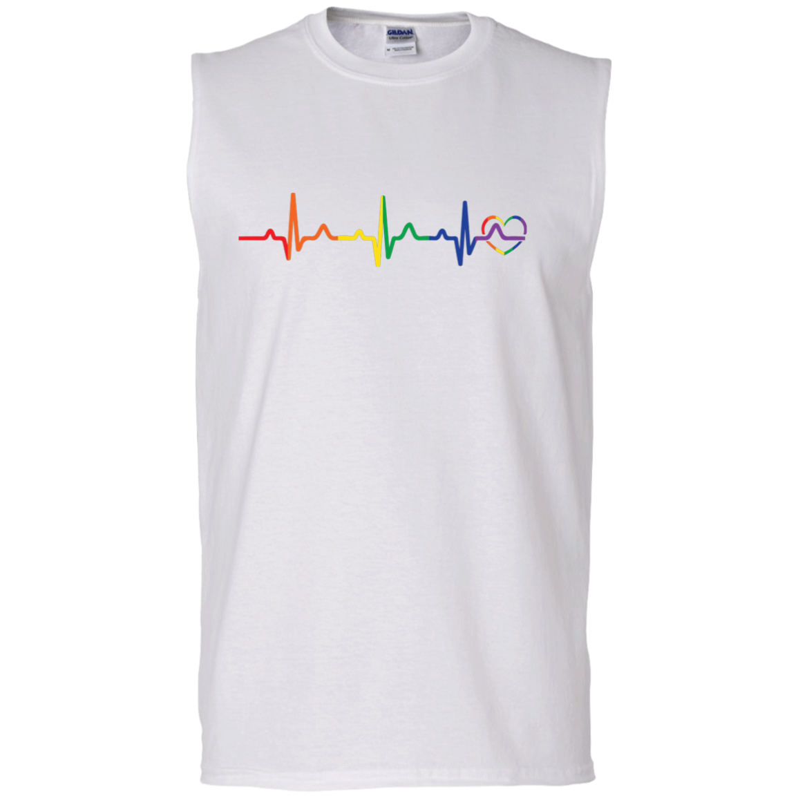 Rainbow Heartbeat Gay Pride Men's ultra cotton sleeveless tshirt