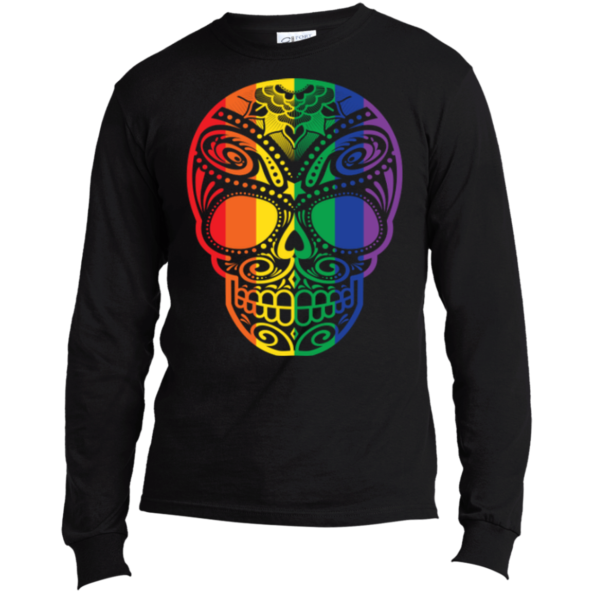 Rainbow Skull black full sleeves T Shirt for men