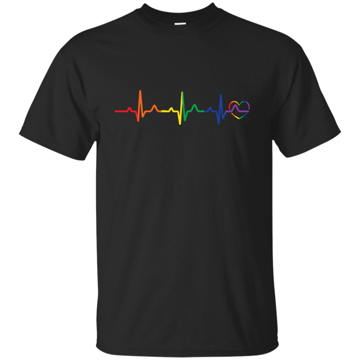 Rainbow Heartbeat gay pride  black Men's tshirt 