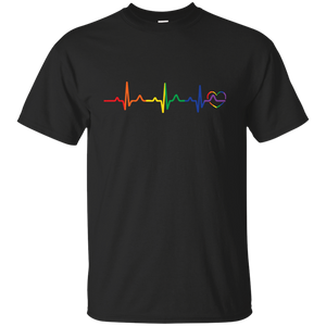 Rainbow Heartbeat gay pride  black Men's tshirt 