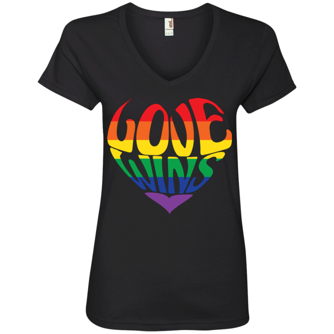 Love Wins black Half Sleeves v-neck LGBTQ Pride Tshirt for women