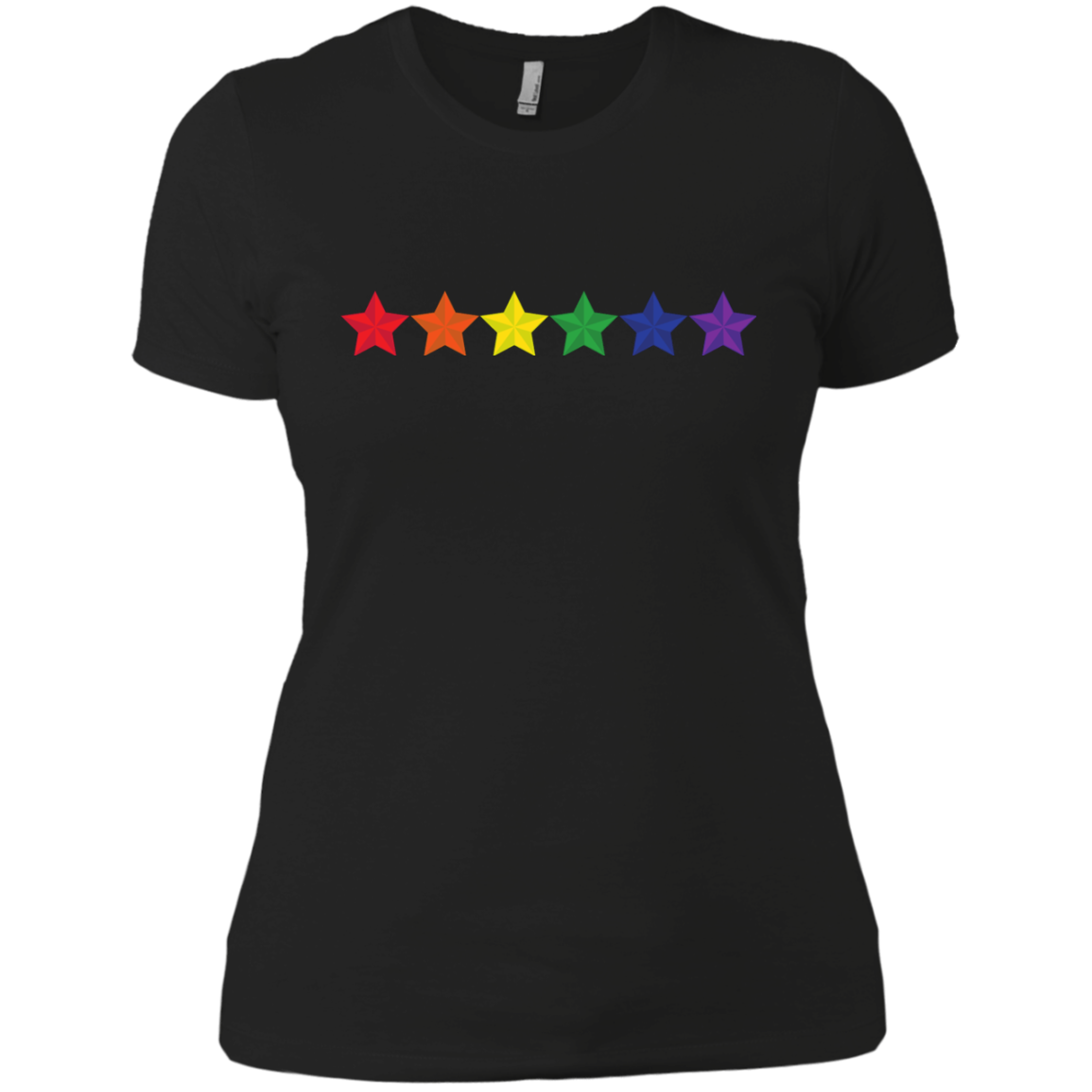 Rainbow Stars LGBT Pride Black tshirt for women