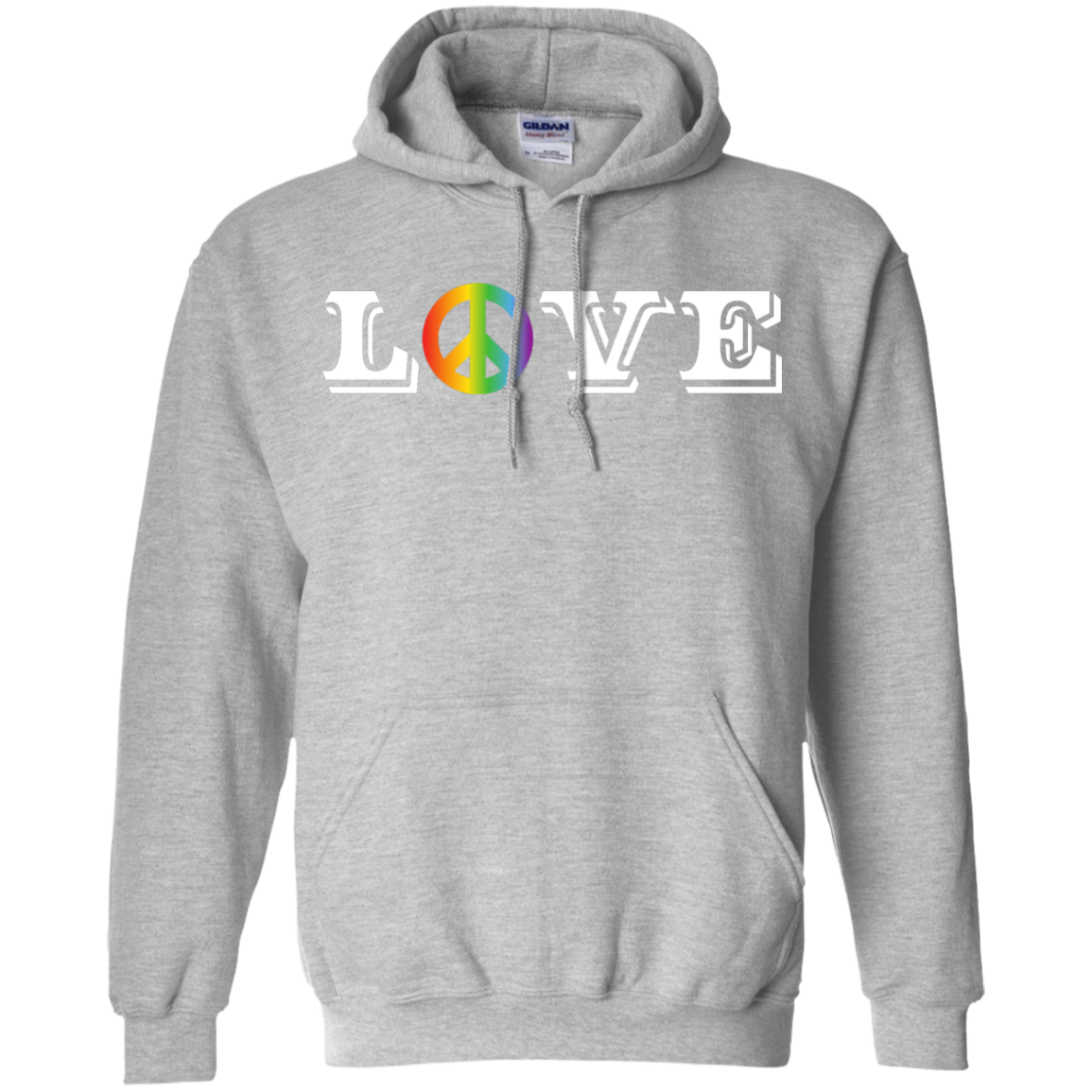 Love Peace Gay Pride unisex Hoodie Peace symboll Grey color Unisex Hoodie