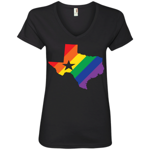 Rainbow Texas Pride v-neck black tshirt for men texas print on womens shirt 