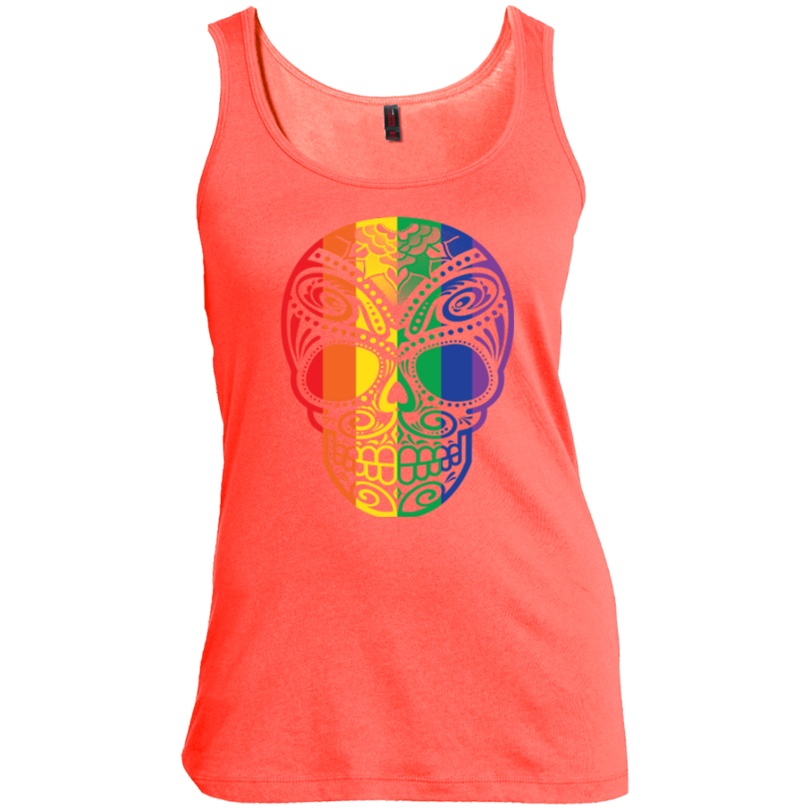 Rainbow Skull orange Tank top for women