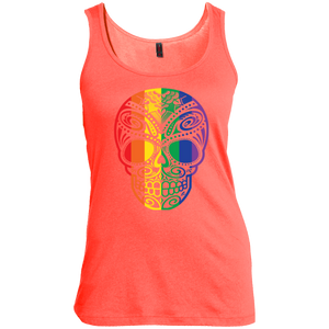 Rainbow Skull orange Tank top for women